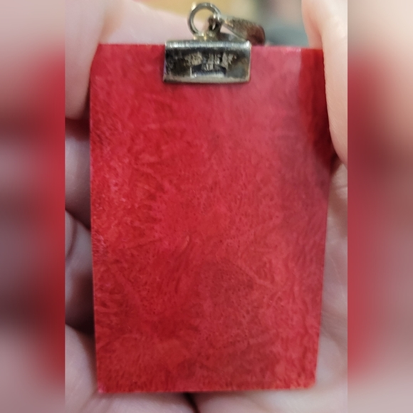Sterling silver red coral pendant - Picture 4 of 5